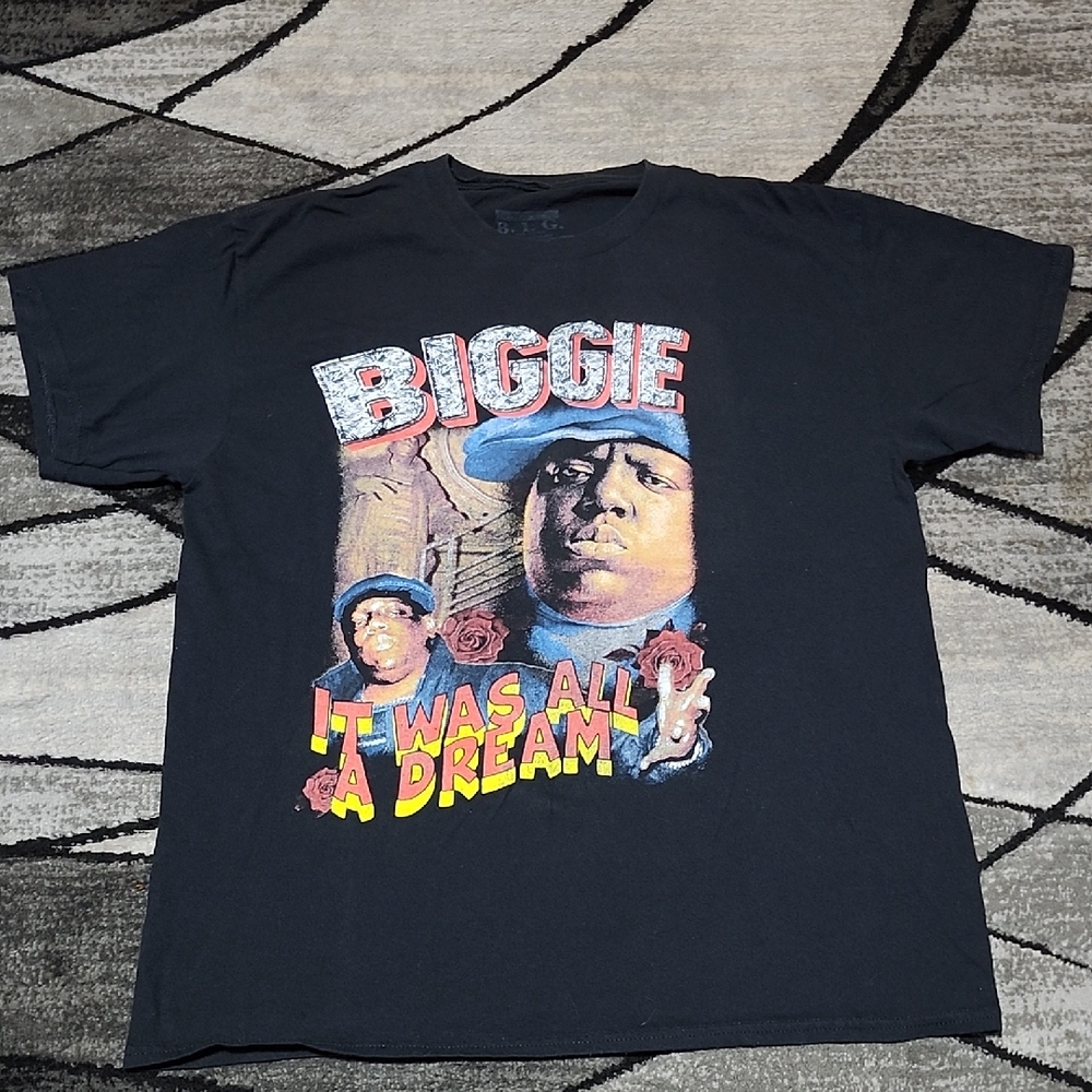 NOTORIOUS B.I.G "IT WAS ALL A DREAM" BLACK GRAPHIC CREW-NECK TEE-SHIRT LARGE
